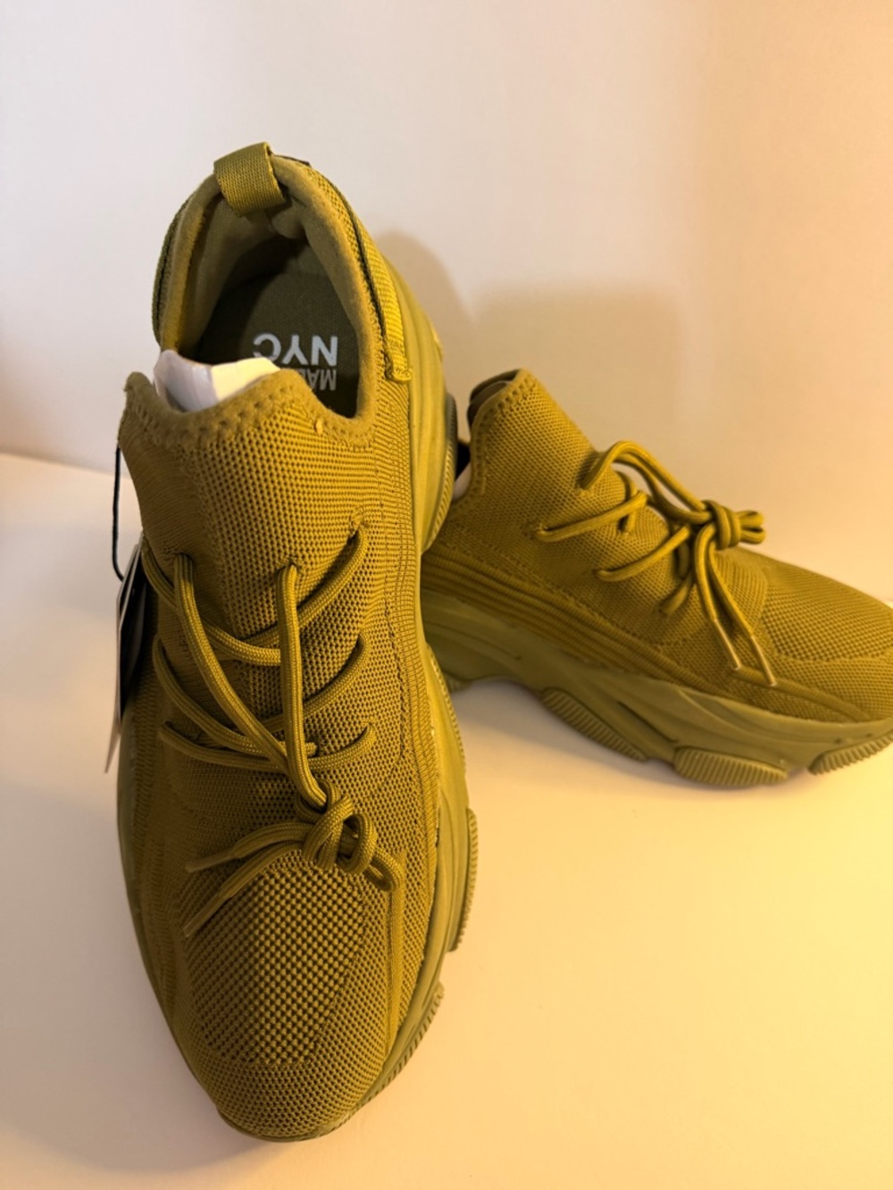 Men's Olive Green Knit Trainer Sneakers